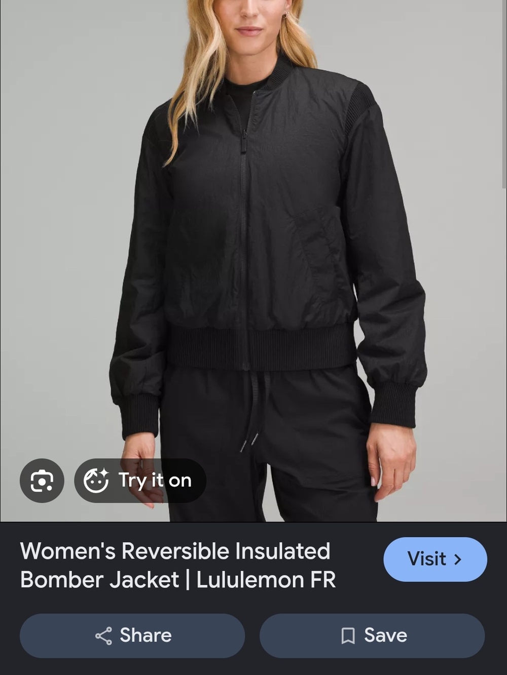 Women's Reversible Bomber Jacket - Black